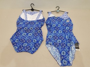 20 X BRAND NEW GEORGE BLUE WOMENS 1 PIECE SWIM SUITS - IN BLUE FLORAL PRINT - IN MIXED SIZES UK 14 / 16 / 20 RRP-£14.00 PP