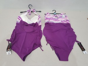 20 X BRAND NEW GEORGE PURPLE WOMENS 1 PIECE SWIM SUITS - - IN MIXED SIZES UK 12 / 14