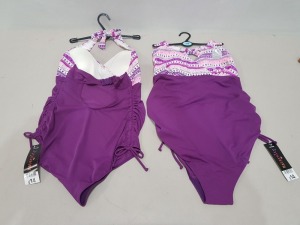 20 X BRAND NEW GEORGE PURPLE WOMENS 1 PIECE SWIM SUITS - - IN MIXED SIZES UK 12 / 14