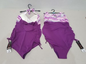 20 X BRAND NEW GEORGE PURPLE WOMENS 1 PIECE SWIMSUITS -- IN MIXED SIZES UK 12 / 14