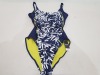 20 X BRAND NEW GEORGE 1 PIECE SWIM SUITS - IN BLUE FLORAL PRINT - IN MIXED SIZES TO INCLUDE UK 10/ 14 - IN 1 TRAY