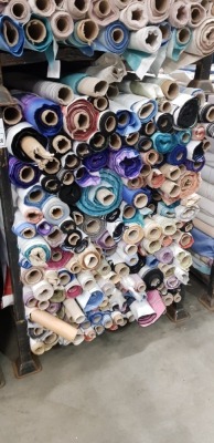 APPROX 150 X PART ROLLS & ENDS OF FABRIC IN VARIOUS COLOURS AND PATTERNS ( IN A STILLAGE - NOT INCLUDED )