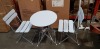 1 X BRAND NEW BOXED COLMAR GARDEN TABLE AND CHAIR SET TO INCLUDE 2 CHAIRS - IN BLUE ( DIAMETER 60 CM - HEIGHT 70 CM )