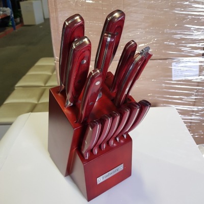 4 X BRAND NEW FADWARE KNIFE 14 PCS SET WITH BLOCK -CHEFS KNIFE / STEAK KNIFE SET / KITCHEN KNIFE SHARPENER - 4 SETS IN 1 BOX