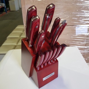 4 X BRAND NEW FADWARE KNIFE 14 PCS SET WITH BLOCK -CHEFS KNIFE / STEAK KNIFE SET / KITCHEN KNIFE SHARPENER - 4 SETS IN 1 BOX