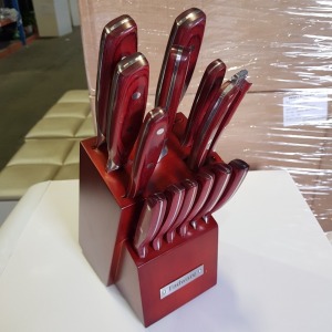 4 X BRAND NEW FADWARE KNIFE 14 PCS SET WITH BLOCK -CHEFS KNIFE / STEAK KNIFE SET / KITCHEN KNIFE SHARPENER - 4 SETS IN 1 BOX