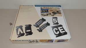 5 X BRAND NEW 3-3/8" INTERLOCK SIGNMAKERS TEMPLATES (PROD CODE 490702) RRP £97.53 EACH (EXC VAT) - SET CONSISTS 40 LETTERS, 3 SPACERS, 2 OF EACH NUMBERS, 9 COMMON SYMBOLS - IN 1 CARTON