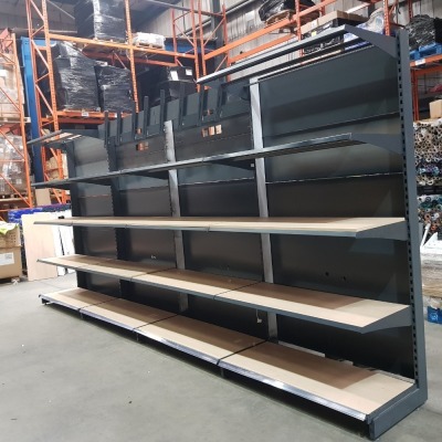 1 X 4 SECTION SHELVING STAND 2.4M HEIGHT- EACH SECTION 133CM WIDE - 5 UP STANDS - 16X SHELVS