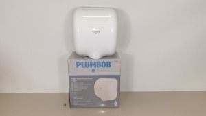 BRAND NEW PLUMBOB HIGH SPEED HAND DRYER 1.8KW - STAINLESS STEEL IN WHITE FINISH SPLASH PROOF TO IPX1 (PROD CODE 673289) - RRP £137.46 (EXC VAT) - PICK LOOSE