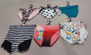 40 X BRAND NEW M & S HIPSTER BIKINI'S DESIGN INCLUDE WHITE FLORAL , PINK LEOPARD PRINT, POLKA DOT WHITE AND BLACK ,RED ORANGE MIX FLORAL ETC - SIZE INCLUDED - 20 / 8 / 12 / 14 / 10