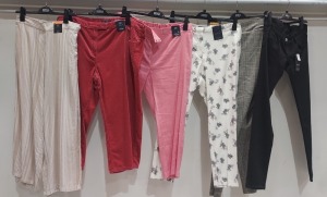 30 X BRAND NEW M & S MIXED JEAN / TROUSERS WOMEN'S STYLES INCLUDE - BLACK , WHITE FLORAL , PINK,, CHECKERED GREY AND YELLOW ETC - SIZES INCLUDE UK - 14 / 10 / 6 / 8 /