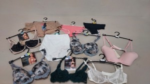 50 X BRAND NEW M & S BRAS & KNICKERS STYLES INCLUDE - WHITE , PURPLE , WHITE WITH FLORAL , PINK ETC - VARIOUS SIZES