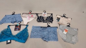 50 X BRAND NEW M & S BRAS & KNICKERS STYLES INCLUDE - GREEN , BLUE WITH FLORAL , WHITE , PURPLE ETC - VARIOUS SIZES