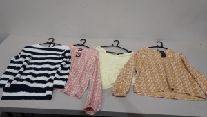 28 X BRAND NEW M & S MIXED WOMEN'S OPEN KNIT TOPS AND JUMPERS STYLES INCLUDE YELLOW , PINK , WHITE AND NAVY BLUE , ORANGE AND WHITE , ETC SIZES INCLUDE - UK 10 / 12 / 18 / 8 /14