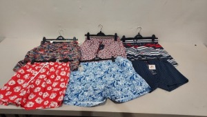 40 X BRAND NEW M & S SWIMMING TRUNKS VARIOUS STYLES INCLUDING BLUE WITH CACTUS , RED WITH FLORAL , BLUE WITH FISH PATTENS , BLACK WITH BLUE LINES ETC - SIZES INCLUDE SMALL , MEDIUM AND LARGE