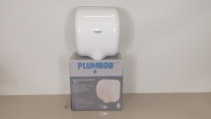 BRAND NEW PLUMBOB HIGH SPEED HAND DRYER 1.8KW - STAINLESS STEEL IN WHITE FINISH SPLASH PROOF TO IPX1 (PROD CODE 673289) - RRP £137.46 (EXC VAT) - PICK LOOSE