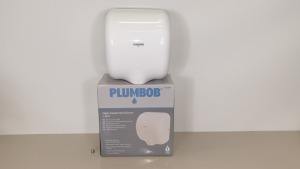 BRAND NEW PLUMBOB HIGH SPEED HAND DRYER 1.8KW - STAINLESS STEEL IN WHITE FINISH SPLASH PROOF TO IPX1 (PROD CODE 673289) - RRP £137.46 (EXC VAT) - PICK LOOSE