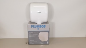 BRAND NEW PLUMBOB HIGH SPEED HAND DRYER 1.8KW - STAINLESS STEEL IN WHITE FINISH SPLASH PROOF TO IPX1 (PROD CODE 673289) - RRP £137.46 (EXC VAT) - PICK LOOSE