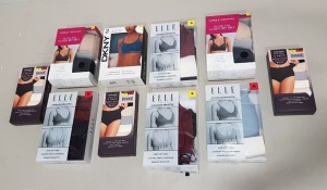 21 X BRAND NEW MIXED BRA LOT CONTAINING ELLE LINGERIE BOXES OF 2 SEAMLESS BRALETTES IN SIZE SMALL AND MEDIUM - DKNY RIB KNIT BRA - CAROLE HOCHMAN COMFORT BRAS ETC