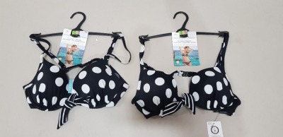 10 X BRAND NEW M&S PLUNGE BIKINI TOPS IN POLKA DOT SIZE 34B