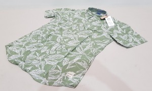 8 X BRAND NEW JACK & JONES HAWAIIAN LEAF PRINT COTTONSHIRT IN SEA SPRAY GREEN SIZES L, XL,