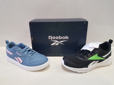 8 X EX DISPLAY REEBOK TRAINER LOT CONTAINING REEBOK ROYAL CL JOG AND REEBOK RUSH RUNNERS IN SIZE UK 5.5