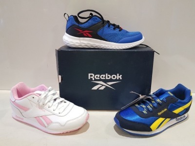 7 X EX DISPLAY REEBOK TRAINER LOT CONTAINING REEBOK ROYAL CL JOG 2.0 - REEBOK RUSH RUNNER 4.0 IN SIZES UK 5.5