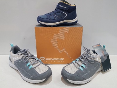 6 X EX DISPLAY OUTVENTURE HIKING SHOES IN NAVY AND GREY SIZES EU 28 - 30 - 31 - 41