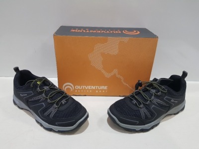 6 X EX DISPLAY OUTVENTURE DUSTER MESH HIKING SHOES IN BLACK AND GREY SIZES EU 34 - 36