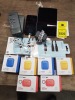 12 PIECE MIXED LOT CONTAINING 1 X GOOGLE NEXUS TABLET 32 GB STORAGE WITH CHARGER / 1 X MOTOROLA SMARTPHONE WITH CHARGE CABLE / 2 X 3.5 MM JACK CABLE / 2 X STEREO SPLITTERS / 4 X TECH 21 AIRPOD CASES IN BLUE AND YELLOW AND 2 X AIRPOD PRO CASES IN RED