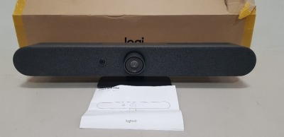 1 X BRAND NEW LOGITECH RALLY BAR MINI IN GRAFITE - 4K VIDEO WITH RIGHTSENSE TECHNOLOGY - PTZ CAMERA ( 163 DEGREE ACROSS AND 110 DEGREE HIGH ) - IN BOX