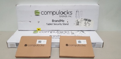 2 X BRAND NEW COMPULOCKS BRANDME TABLET SECURITY STANDS ( MODEL 140B) IN BLACK TO INCLUDE 2 X SPACE AIR 10.9 INCH SECURE TABLET ENCLOSURE