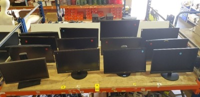 13 PIECE MIXED MONITOR LOT CONTAINING LG / ASUS / ACER / AOC ETC - ALL IN MIXES SCREEN SIZES