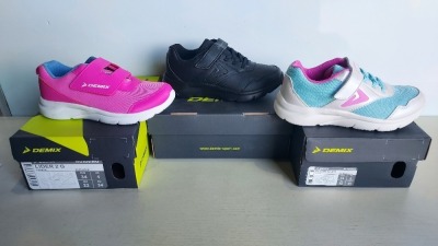 14 X EX DISPLAY DEMIX KIDS RUNNING, TRAINING SHOES IN VARIOUS EU SIZES IE 33, 34,35,38.5,40, ETC