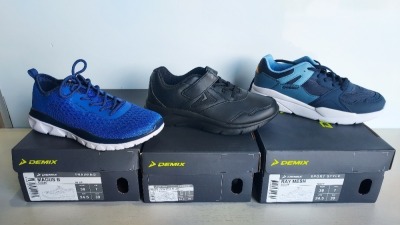 12 X EX DISPLAY DEMIX KIDS RUNNING, TRAINING SHOES IN VARIOUS EU SIZES IE 33, 34,3539, ETC