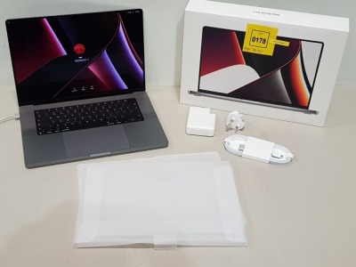 1 X BRAND NEW APPLE MACBOOK PRO ( MODEL : A2485) / 16 INCH SCREEN / APPLE M1 PRO CHIP / 16 GB UNIFIED MEMORY / 512GB SSD / WITH BOX AND CHARGER