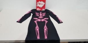 37 X BRAND NEW MORPH COSTUMES WOMENS PINK SKELETON TUBE DRESS SIZE S/M COLOUR BLACK