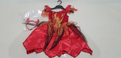 30 X BRAND NEW HALLOWEEN CHILDREN'S FIERY DEVILS DRESS'S WITH HORNS SIZE 5/7 YEAR'S OLD