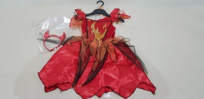 30 X BRAND NEW HALLOWEEN CHILDREN'S FIERY DEVILS DRESS'S WITH HORNS SIZE MIXED 5/7 3/4 YEAR'S OLD