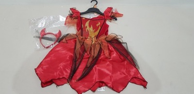 30 X BRAND NEW HALLOWEEN CHILDREN'S FIERY DEVILS DRESS'S WITH HORNS SIZE MIXED 5/7 3/4 8/11 YEAR'S OLD