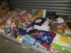 300+ MIXED PIECE LOT CONTAINING AURIOL WALL CLOCKS , POPPY FIELDS TRAVEL SET , FIT 4 KIDS , COLOURING BOOKS , FINGER PAINTS , KIDS LIGHT UP CLOGS SIZS 9 , LEI FLOWER GARLANDS ETC ON 3/4 OF A BAY