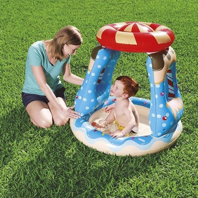 18 X BRAND NEW BOXES BESTWAY CANDYVILLE BABY INFLATABLE PADDLING POOL WITH SHADE - RRP £ 18.99 PP) ( 91 X 91 X 89 CM ) - IN 2 BOXES