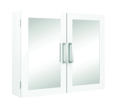 12 X BRAND NEW WICKES WHITE FRAMED MIRRORED DOUBLE DOOR CABINETS 65 x 55 x 12CM FOR KITCHEN / BATHROOM (W477/000) - RRP £50 - TOTAL £600