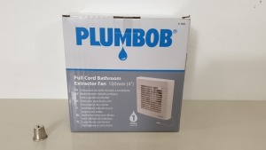 12 X BRAND NEW PLUMBOB PULL CORD BATHROOM EXTRACTOR FANS 100MM (4") WITH LOW 45dBA NOISE LEVEL (PROD CODE 317841) RRP £19.69 EACH (EXC VAT) - IN 1 CARTON