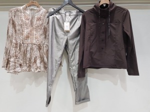 10 X PIECE BRAND NEW MIXED CLOTHING LOT CONTAINING - JANE LUSHKA PANTS GEA TECHNICAL GERSY - CHARLOTTE SPARE BOHEME SHIRT - JANE LUSHKA PANTS - JANE LUSHKA RAYAN TECHNICAL JERSEY ETC ALL IN VARIOUS SIZES