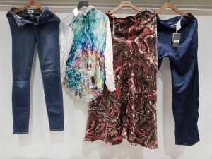 10 X PIECE BRAND NEW MIXED CLOTHING LOT CONTAINING - JANE LUSHKA FLORIDA TOP - PAIGE BLUE DENIM JEANS - PAIGE WHITE DENIM JEANS- CHARLOTTE SPARE MERMAID SKIRT ETC ALL IN VARIOUS SIZES