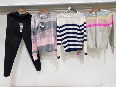 4 X PIECE BRAND NEW MIXED CLOTHING LOT CONTAINING - ISLA ZIG ZAG CREW NECK JUMPER £229 - ISLA STRIPE CREW NECK JUMPER £249.00 - BELLE STRIPE CREW NECK JUMPER £265.00 ETC ALL IN VARIOUS SIZES