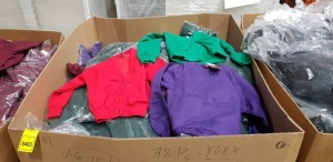 HALF PALLET OF WINTERBOTTOMS SCHOOL CLOTHING CONTAINING - V NECK JUMPERS IN VARIOUS COLOURS - CREWNECK JUMPERS - CARDIGANS - P.E SHORTS ALL IN VARIOUS COLOURS AND SIZES