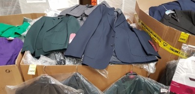 HALF PALLET OF WINTERBOTTOMS SCHOOL CLOTHING LOT CONTAINING - WINTERBOTTOMS BLAZERS IN SLATE GREY - NAVY - BOTTLE GREEN - BROWN ALL ION VARIOUS SIZES