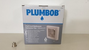 12 X BRAND NEW PLUMBOB PULL CORD BATHROOM EXTRACTOR FANS 100MM (4") WITH LOW 45dBA NOISE LEVEL (PROD CODE 317841) RRP £19.69 EACH (EXC VAT) - IN 1 CARTON
